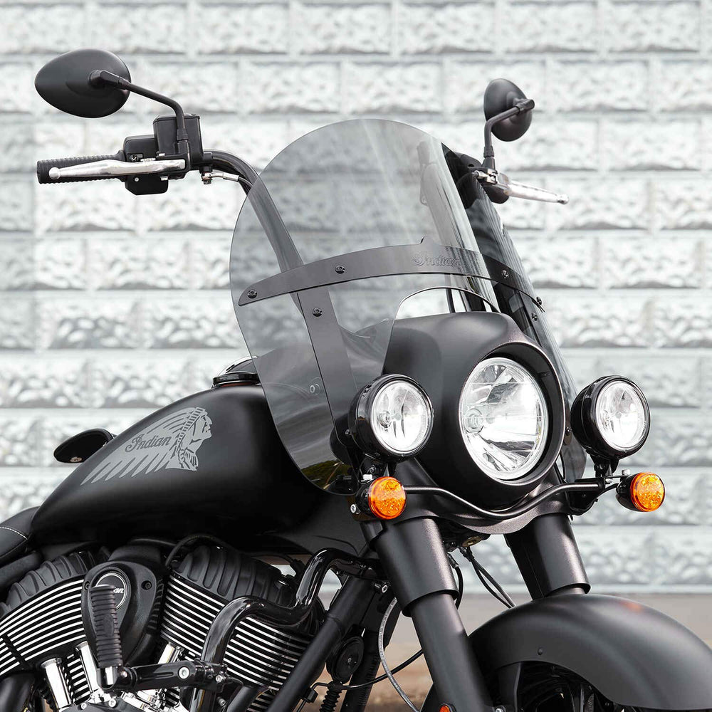 
                      
                        Indian Motorcycle Wind Deflector, Tinted Poly 11.3-Inch Quick Release, Fits Specific Springfield Dark Horse Models, Black Brackets, Clear Visibility, Weather Protection - 2883309-266
                      
                    