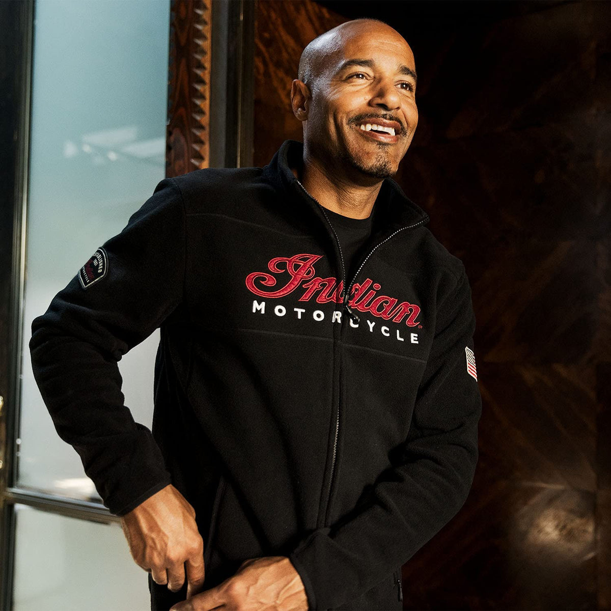 Indian Motorcycle Men's Zip Thru Fleece, Black - 3XL - 286164414