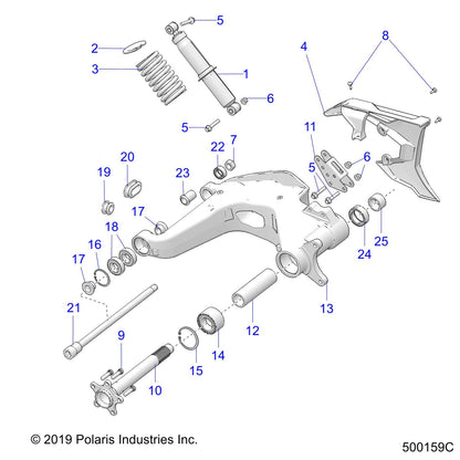 Polaris Slingshot SHOCK-REAR, Genuine OEM Part 7045004, Qty 1
