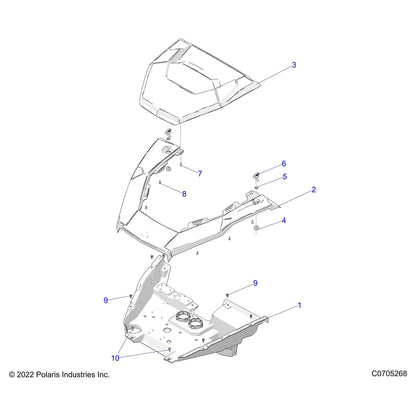 Polaris Ranger Hood Outer, Lime Squeeze, Genuine OEM Part 5456065-630, Qty 1