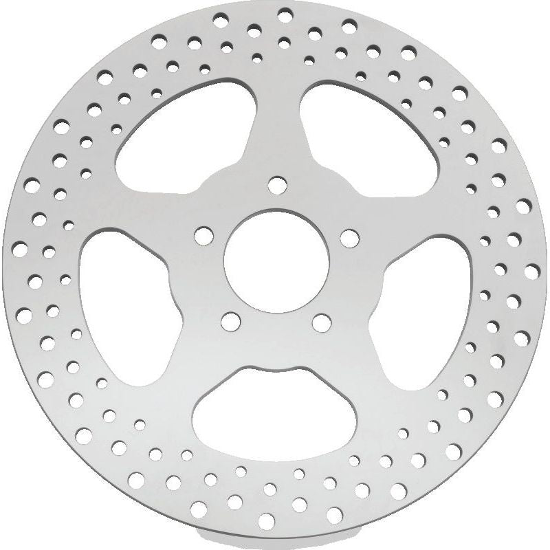 Bikers Choice 00-17 Big Twin 11.5 Inch Polished Frt 5 Spoke Drilled Stnless Rotor Repl H-D 44156-00