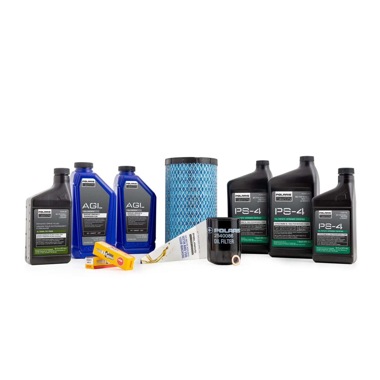 Polaris Service Kit for RANGER 1000 XP, 1000 CREW XP Models and More, Includes Demand Drive Fluid, AGL Fluid, PS-4 5W-50 Full Synthetic Oil, 1 Air Filter, 1 Oil Filter, 2 Spark Plugs - 2830556
