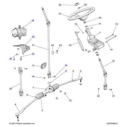 Polaris Ranger Upper/Lower Steering Shaft, Genuine OEM Part 1823844, Qty 1