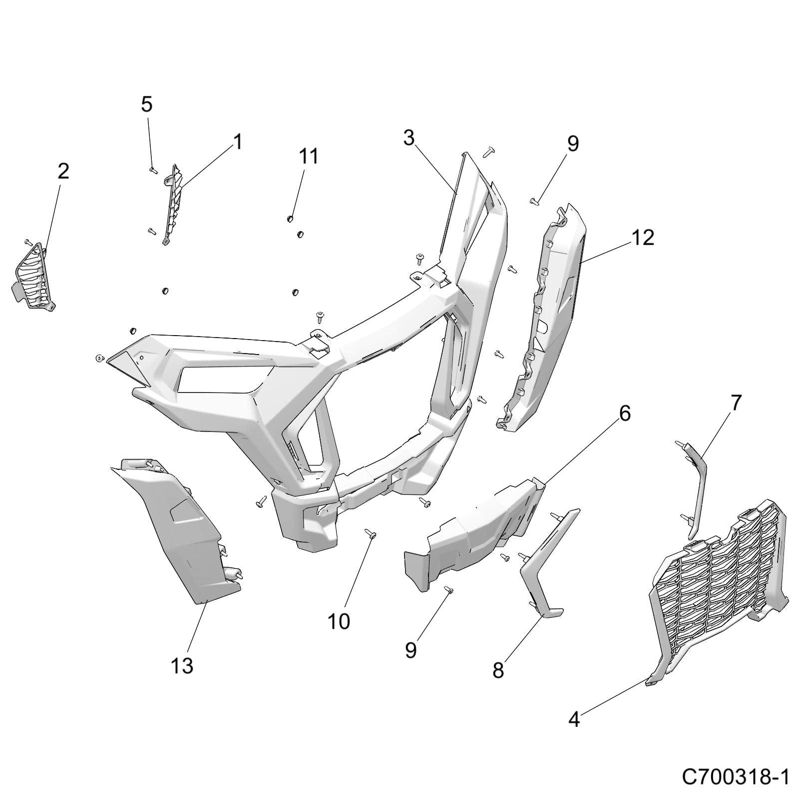 Polaris RZR Front Fascia, White Lightning, Genuine OEM Part 5454743-599, Qty 1