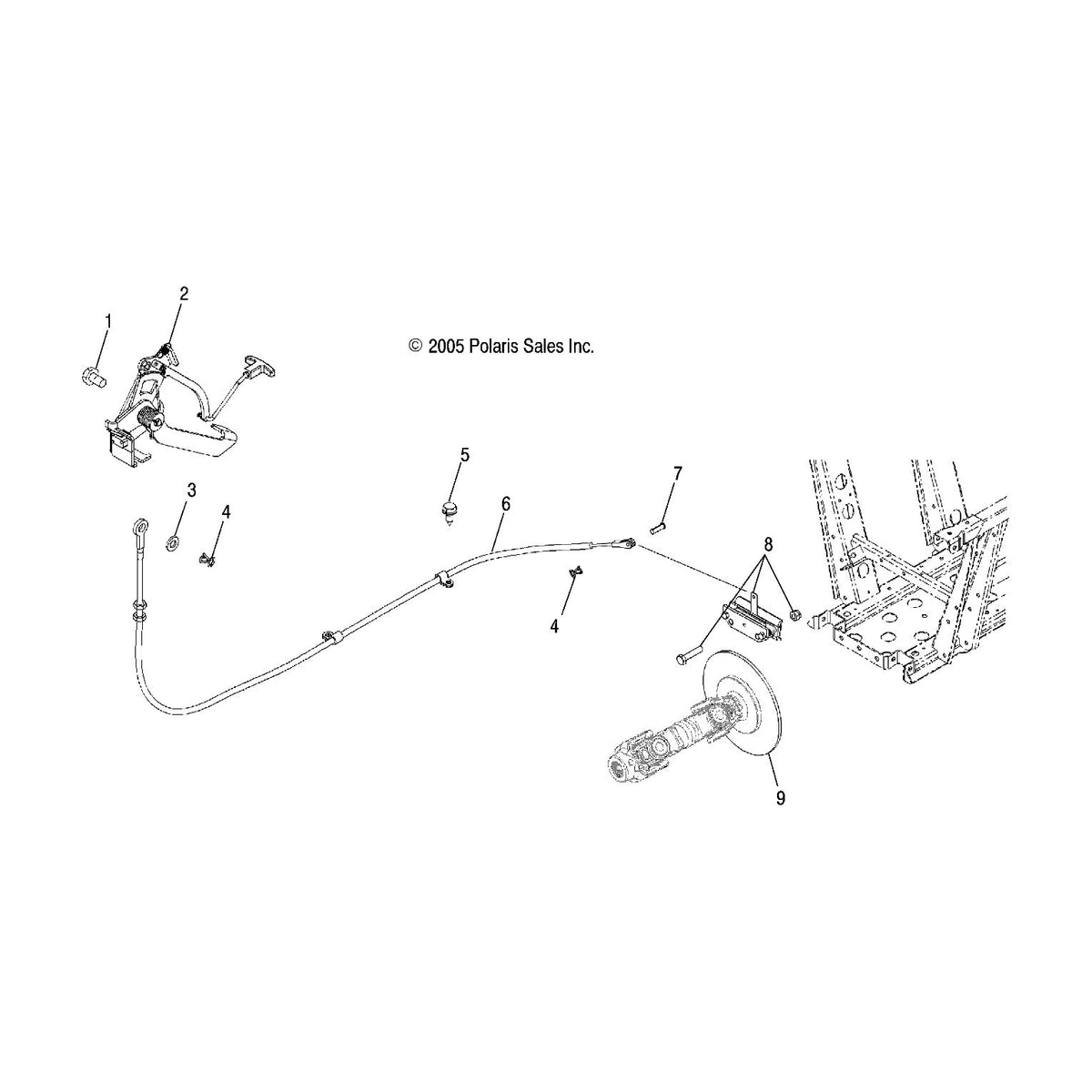 Polaris Ranger Parking Brake Cable, Genuine OEM Part 7081208, Qty 1