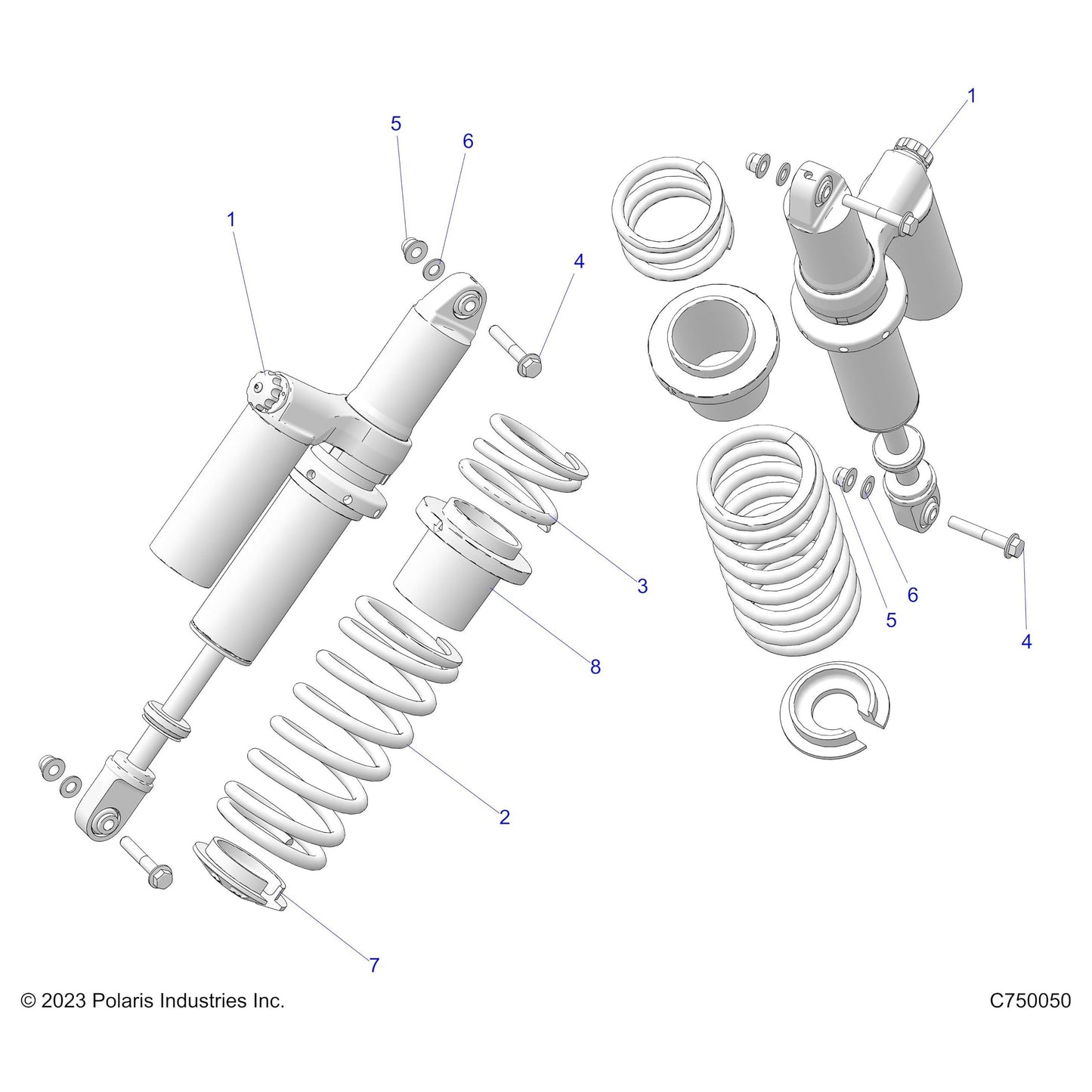 Polaris Ranger Shock, Rear, 2.50, Genuine OEM Part 7045306, Qty 1
