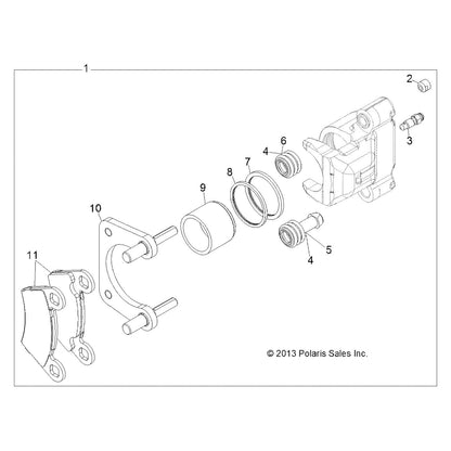 Polaris Ranger Brake Caliper Assembly, Right, 1.5, Red Metallic, Genuine OEM Part 1911945, Qty 1
