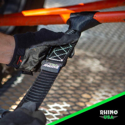 Rhino USA Heavy Duty Ratchet Tie-Down 4-Pack Green 1.6In X 15Ft