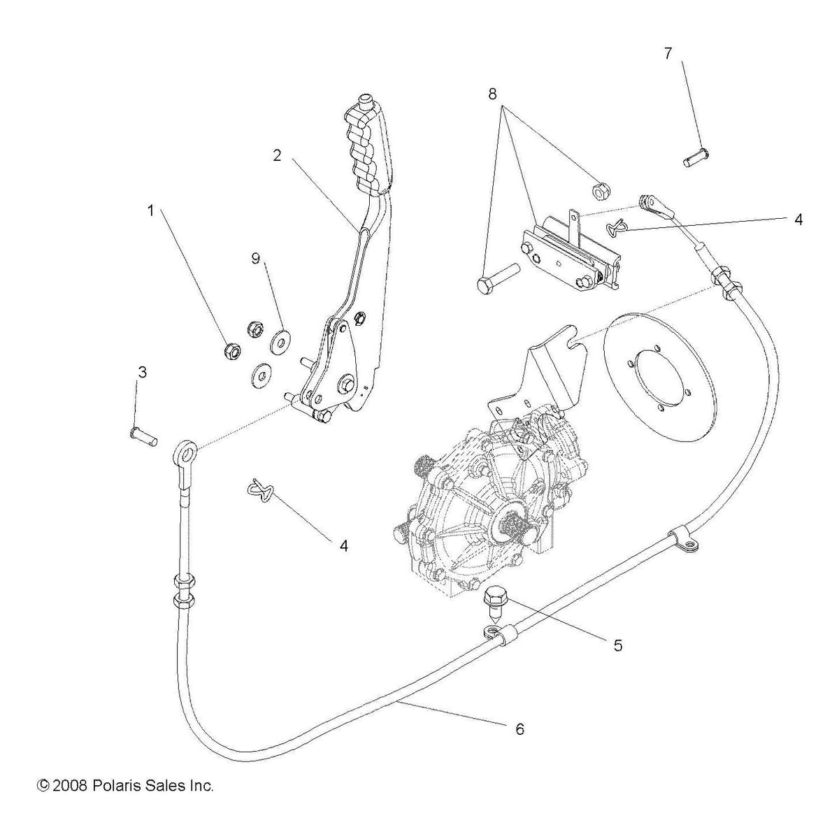 Polaris Ranger Brake Cable, Parking, 6 x 6, 700, Genuine OEM Part 7081292, Qty 1