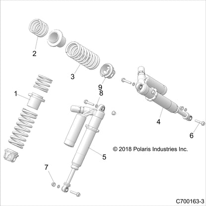 Polaris RZR Main Spring, Rear, Cloud Silver, Genuine OEM Part 7044868-385, Qty 1