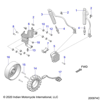 Indian Motorcycle SPACER, IGNITION COIL, Genuine OEM Part 5510945, Qty 1