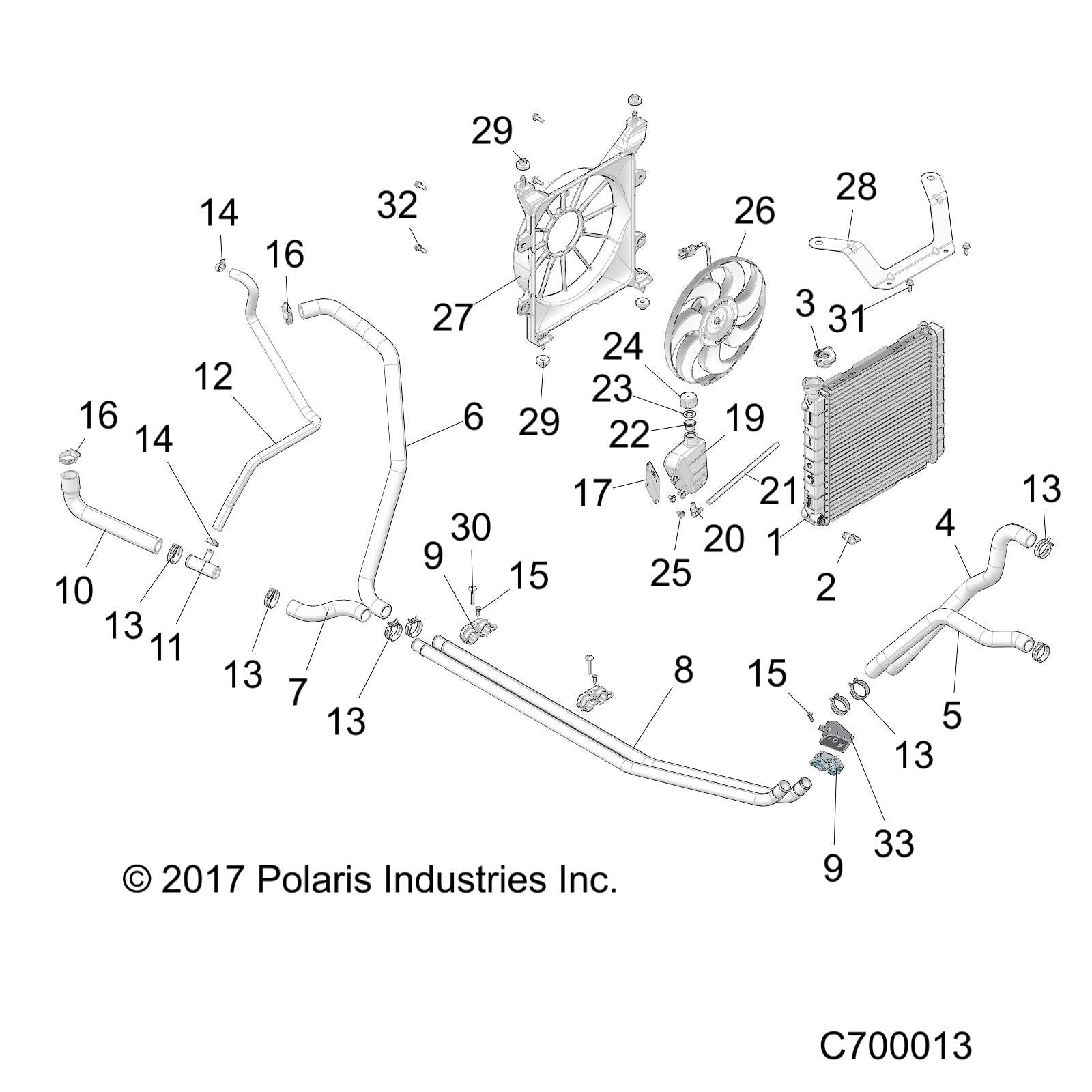 Polaris Ranger Shroud Fan Assembly, Genuine OEM Part 2413196, Qty 1