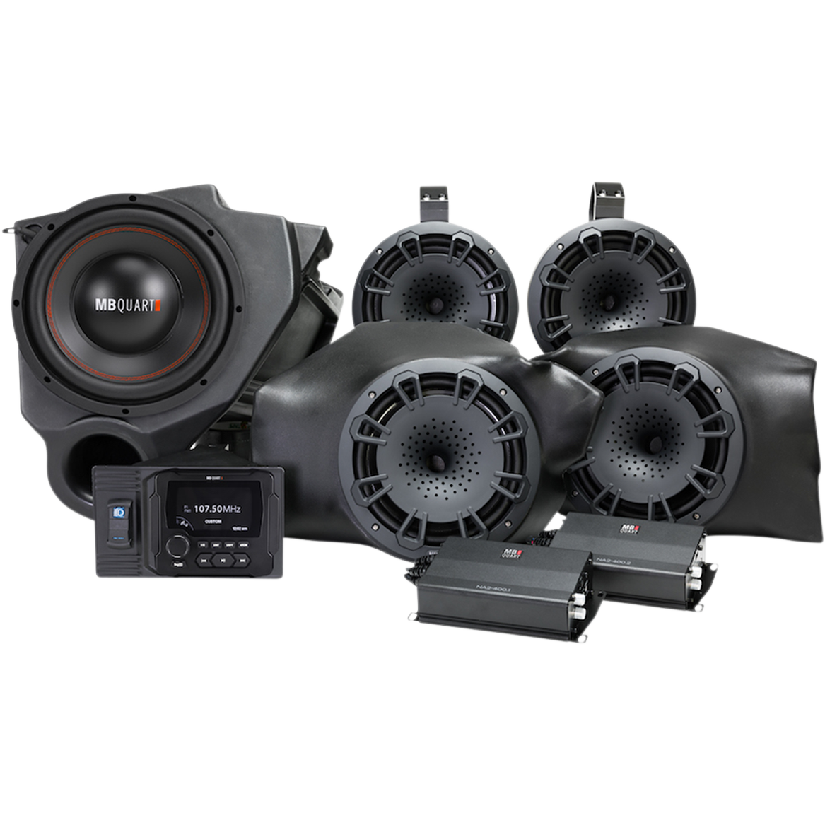 MB QUART 800W Audio System - 4 Speakers 2 Amplifiers - RZR MBQR-STG5-2