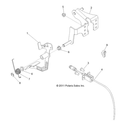 Polaris RZR Throttle Cable, Genuine OEM Part 7081621, Qty 1