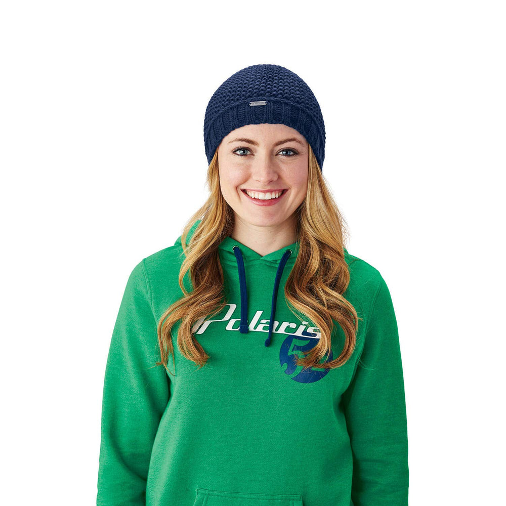 Polaris ATV Women's Seed Stitch Beanie with Pom Pom Navy