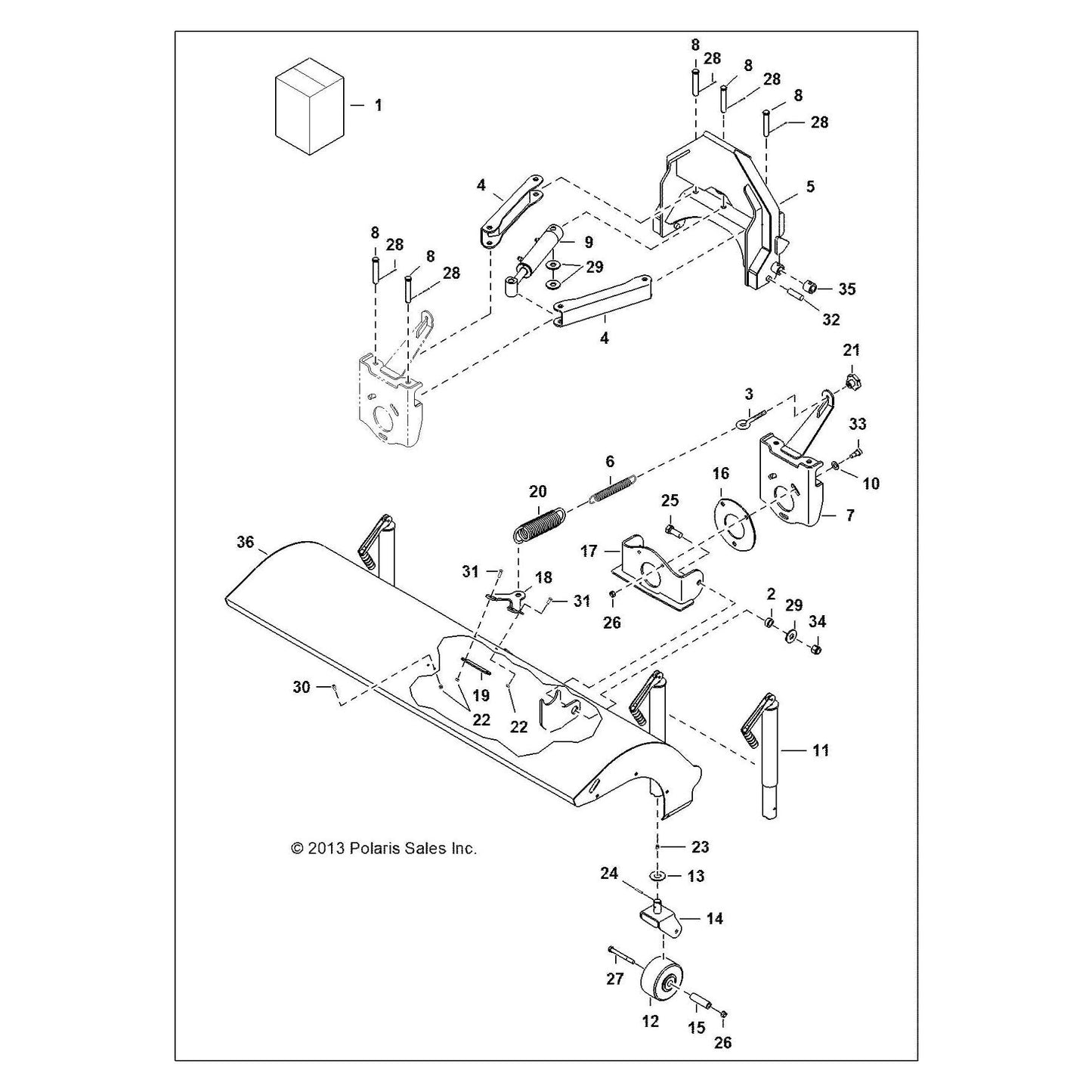 Polaris Off Road Pivot Broom Pin, Genuine OEM Part 3120449, Qty 1