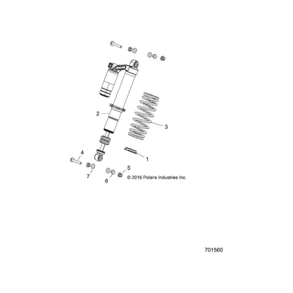 Polaris RZR 2 Reservoir Piggyback Shock, Front, Genuine OEM Part 7044481, Qty 1