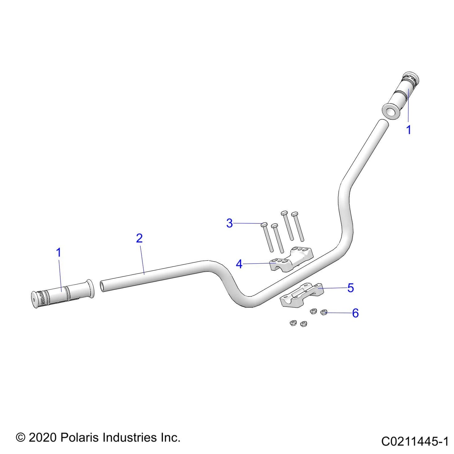 Polaris ATV TUBE-HANDLEBAR,ATV SINGLES,BLK, Genuine OEM Part 5342966-067, Qty 1