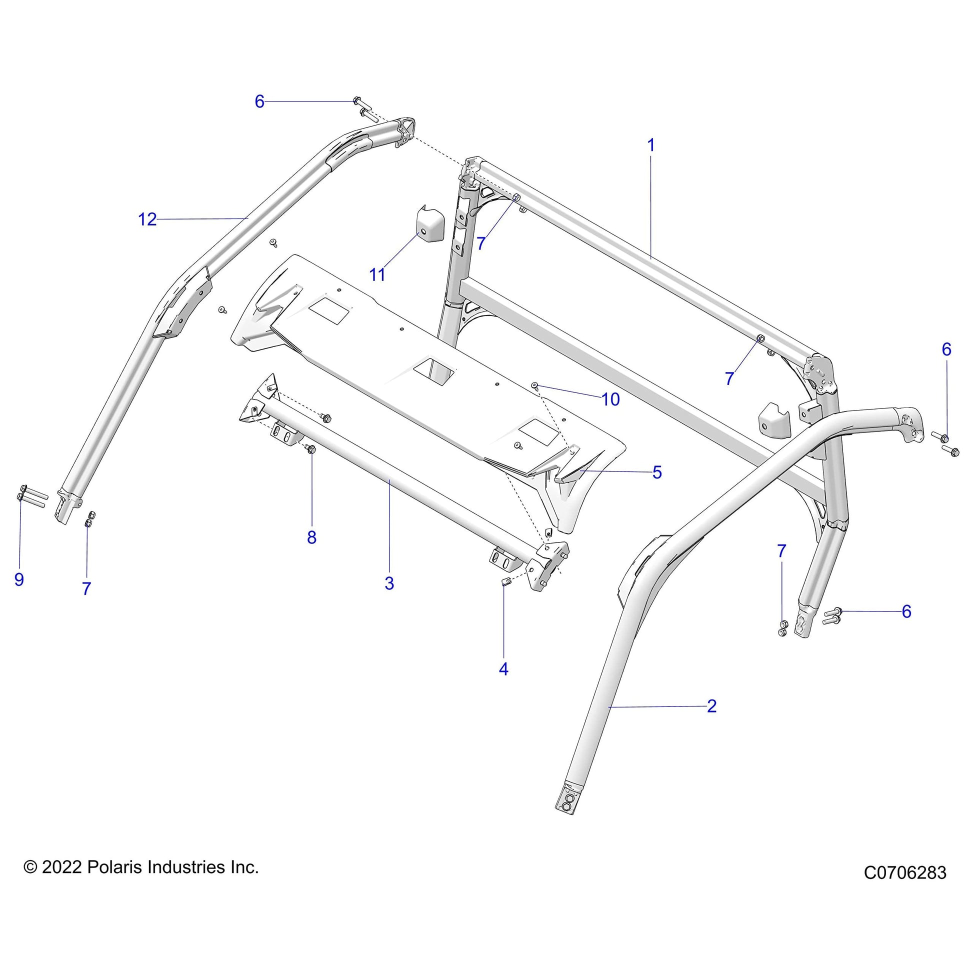 Polaris Ranger Rollover Protective Structure (ROPS) Weld, Front Support, Matte Black, Genuine OEM Part 1024311-458, Qty 1