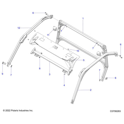 Polaris Ranger Rollover Protective Structure (ROPS) Weld, Front Support, Matte Black, Genuine OEM Part 1024311-458, Qty 1