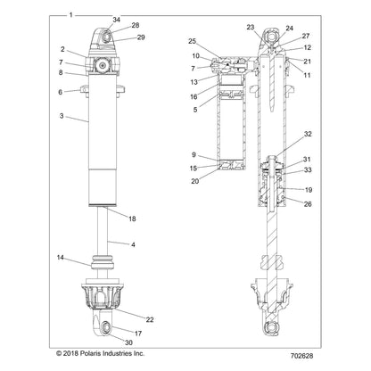 Polaris RZR Shock, Front, Left, Genuine OEM Part 7045239, Qty 1