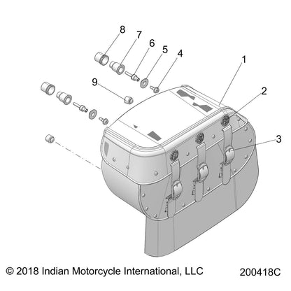 Polaris Indian Motorcycle Saddlebag Assembly, Right, Tan, Genuine OEM Part 1022537-06, Qty 1