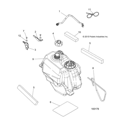 Polaris ATV Fuel Tank Assembly, Genuine OEM Part 2521333, Qty 1