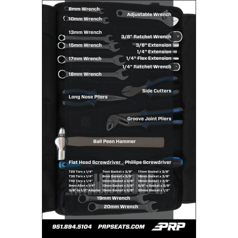 PRP 35pc Can-Am Roll Up Tool bag Tool kit - Black
