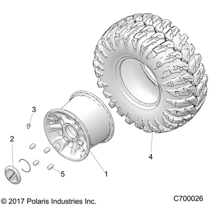 Polaris Ranger Rim, Rear, 12 x 6, Cruiser Black, Genuine OEM Part 1523293-266, Qty 1