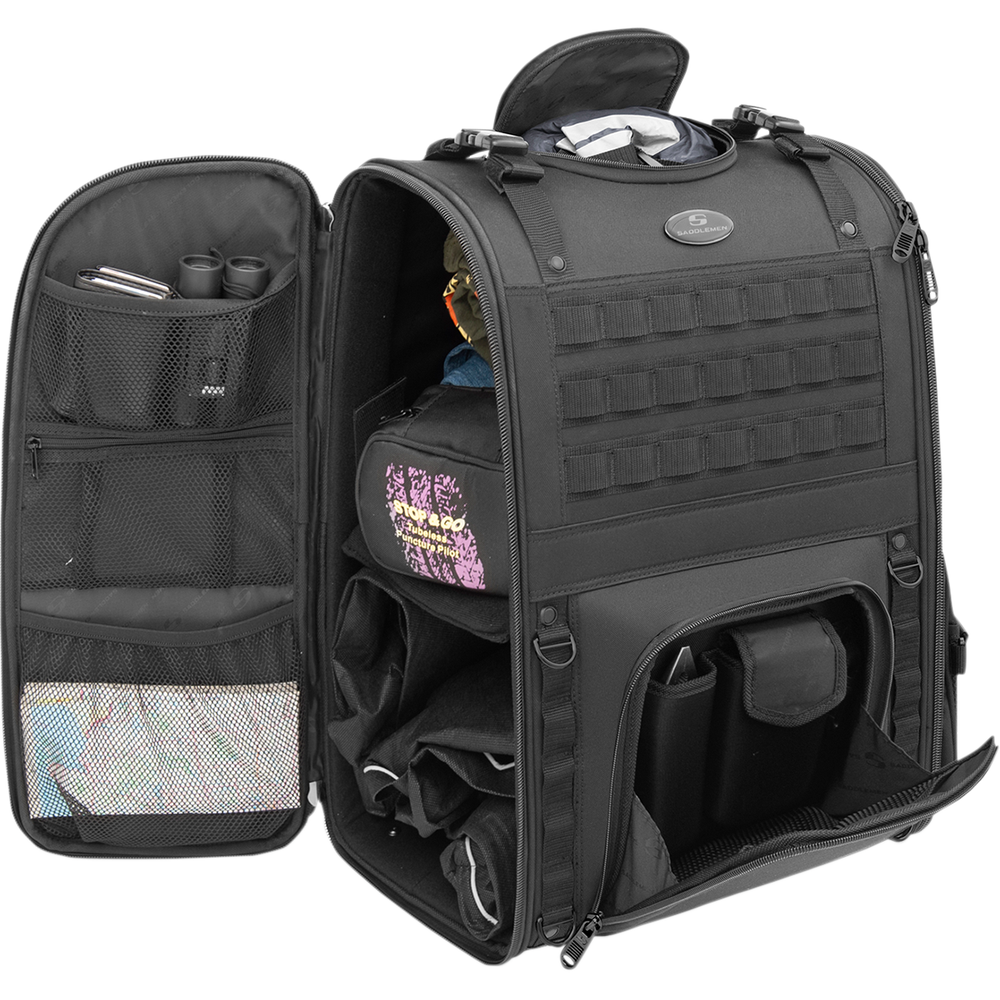 SADDLEMEN S3500 Tactical Sissy Bar Bag - Black EX000040A