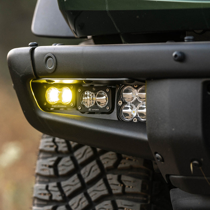 
                      
                        Baja Designs 21-22 Ford Bronco w/Steel Bumper S2 SAE Pro Fog Pocket Light Kit w/Upfitter - Amber
                      
                    