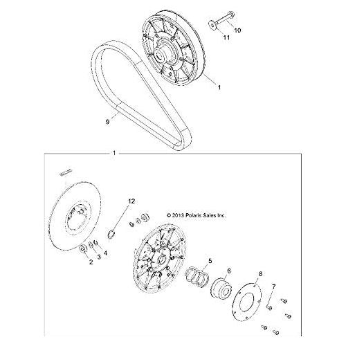 Polaris Ranger Driven Clutch Assembly, Genuine OEM Part 1323178, Qty 1