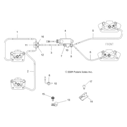 Polaris RZR Brake Line, Rear, Genuine OEM Part 1911598, Qty 1