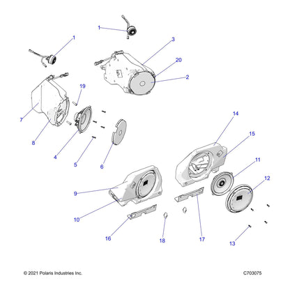 Polaris RZR ASM-ENCL,SPKR,COAXIAL,RR,RH [INCL. 2-4, Harness,Screws], Genuine OEM Part 2414849, Qty 1
