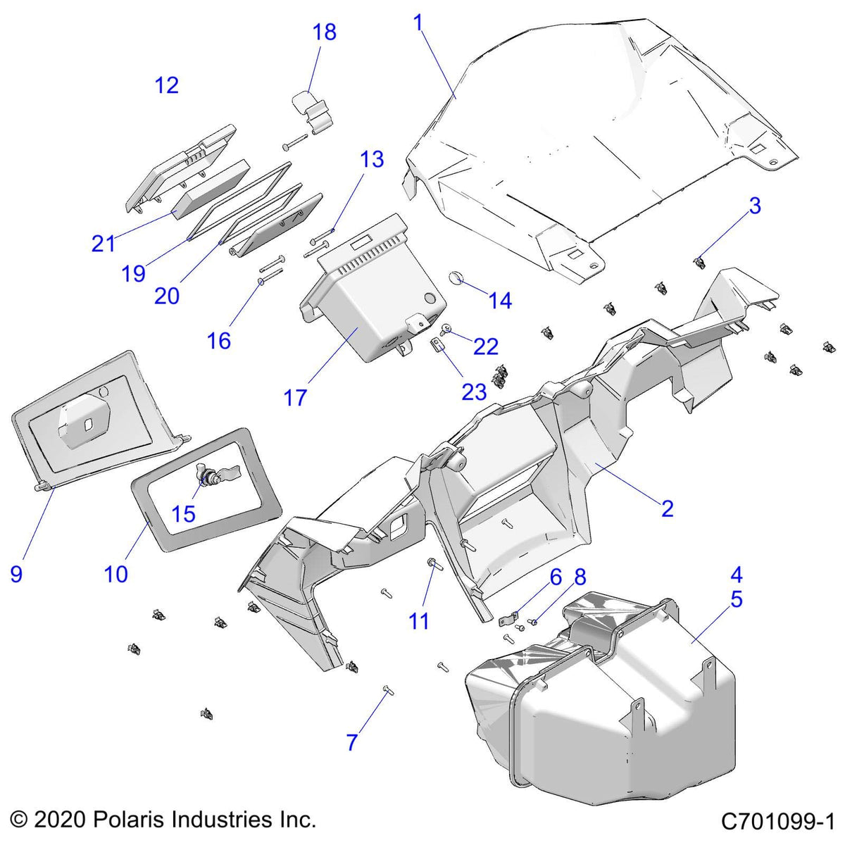 Polaris RZR Double Din Assembly, Genuine OEM Part 2635161, Qty 1