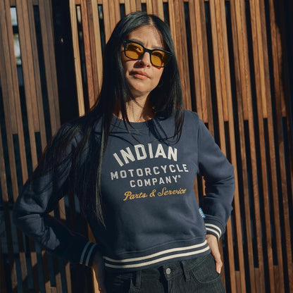 Indian Motorcycle Women's Cropped Retro Top, Navy - 2XL - 286479812