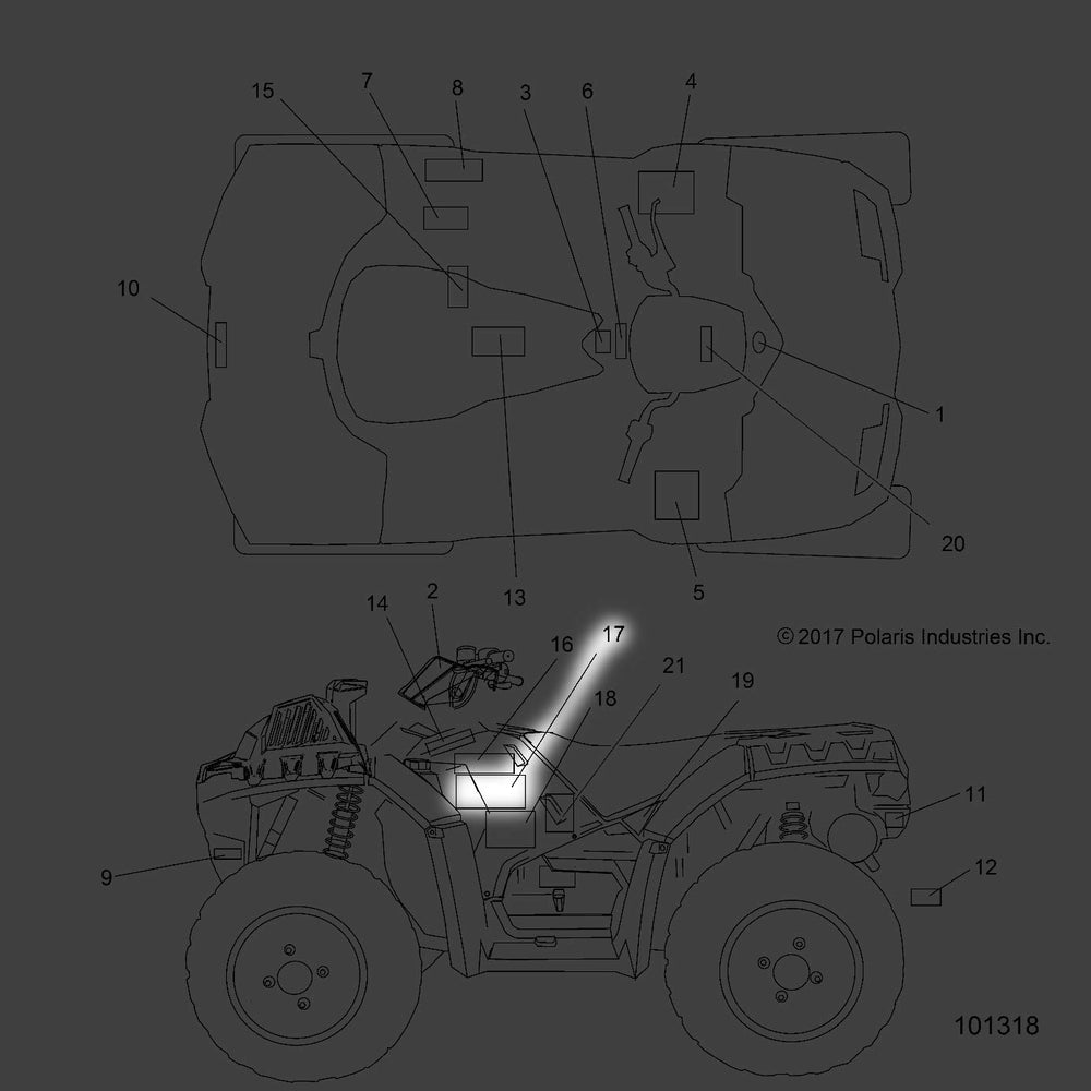Polaris ATV Side Decal, Mid, Front, Right, Genuine OEM Part 7187340, Qty 1
