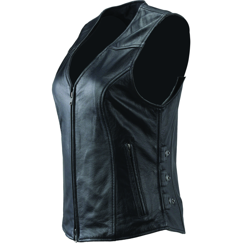 Kuryakyn Leather By River Road Plains Leather Vest Black Womens - Small