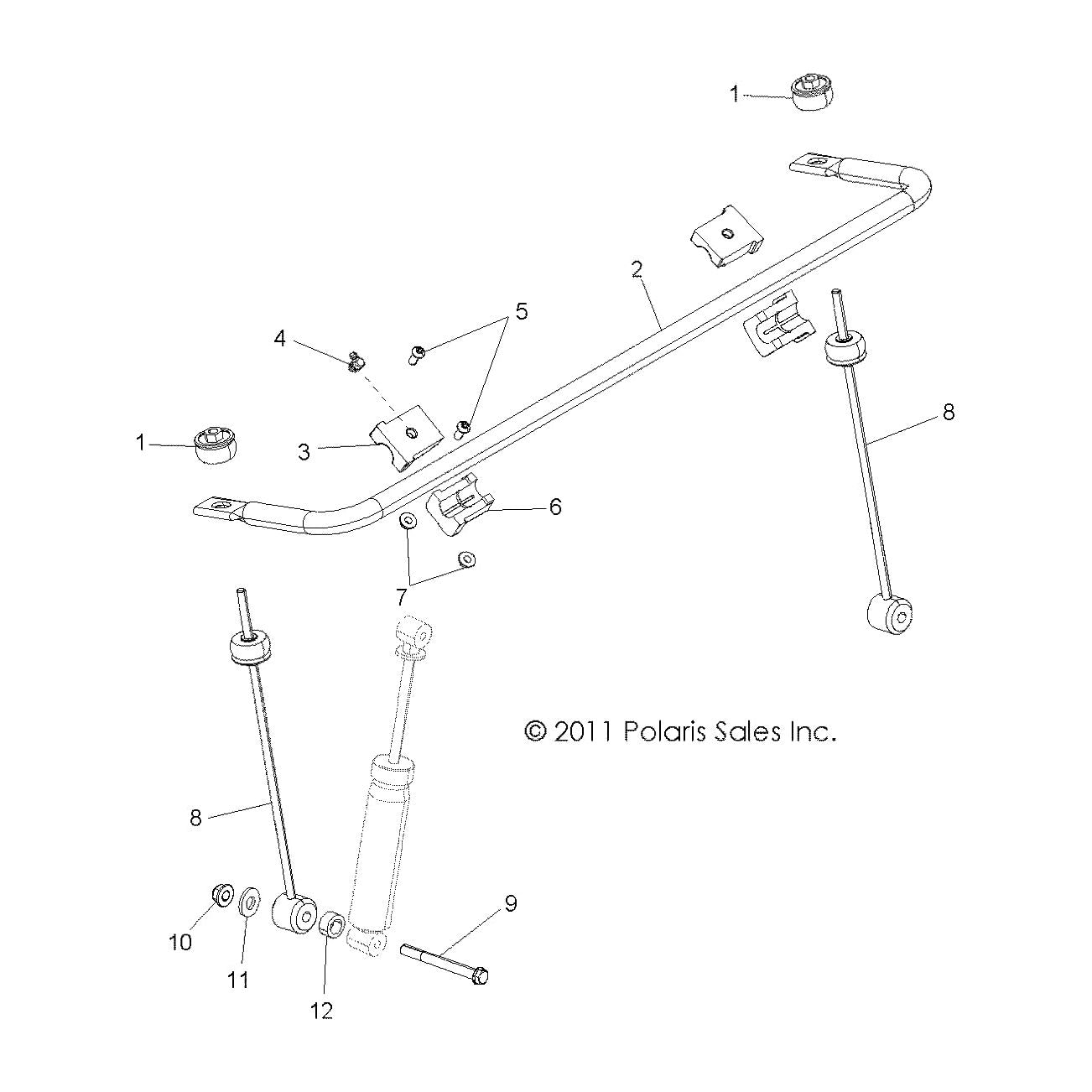 Polaris RZR Stabilizer Bar, Front, Black, Genuine OEM Part 5336152-329, Qty 1
