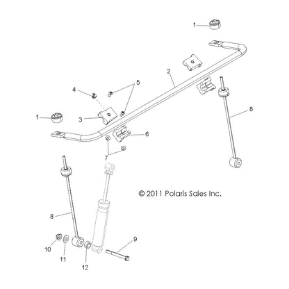 Polaris RZR Stabilizer Bar, Front, Black, Genuine OEM Part 5336152-329, Qty 1
