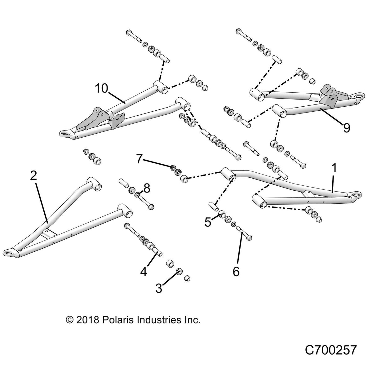 Polaris Ranger A-Arm Weld, Front, Upper, Left, Bright White, Genuine OEM Part 1022806-133, Qty 1