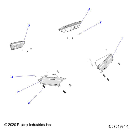 Polaris RZR Taillight Assembly, Left, Genuine OEM Part 2412695, Qty 1