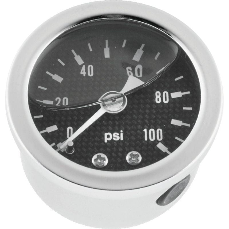 Bikers Choice 0-100 PSI Oil Pressure Gauge Carbon Face Stainless Bezel Liquid Filled Univ Custom