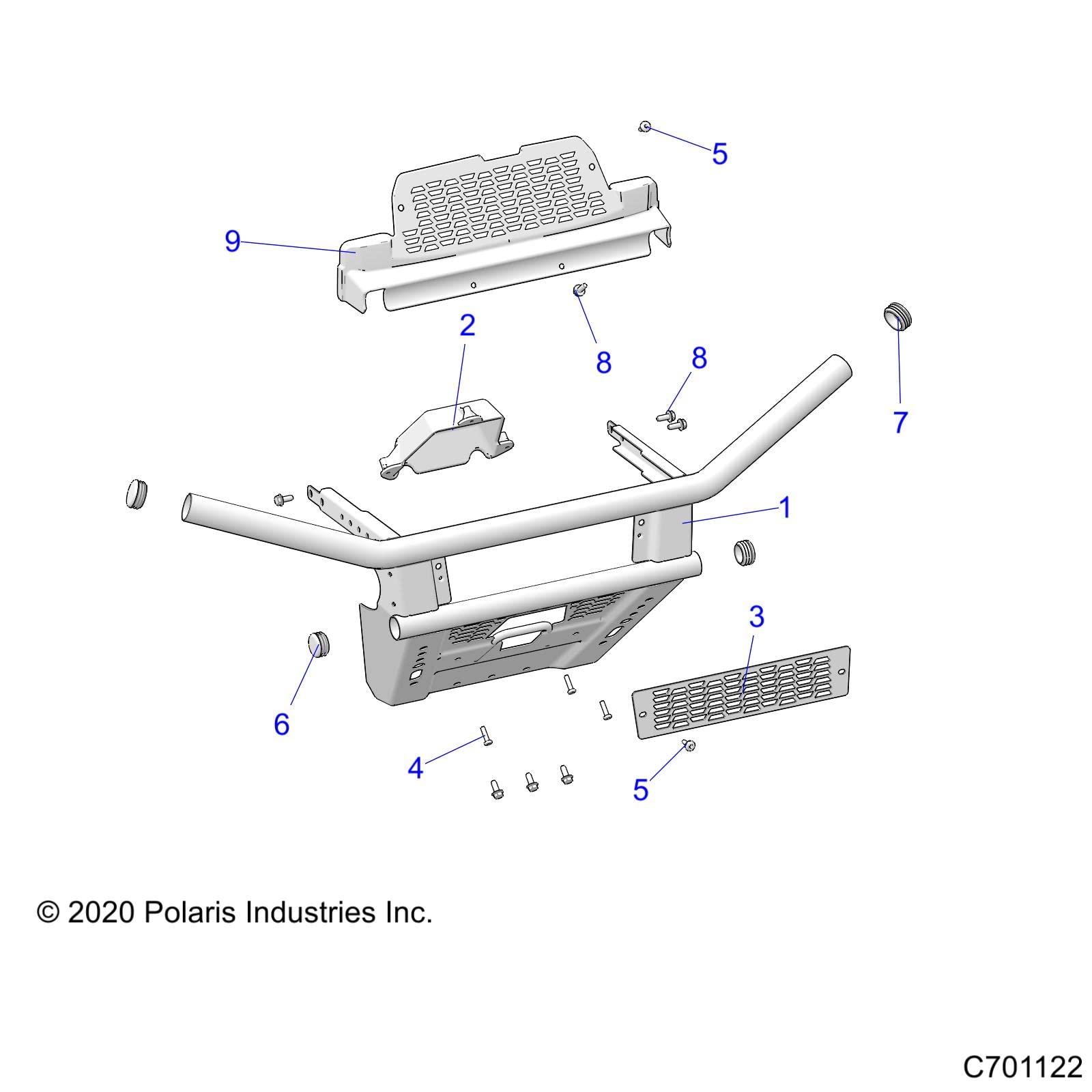 Polaris Ranger Front Bumper, Matte Black, Genuine OEM Part 1023525-458, Qty 1
