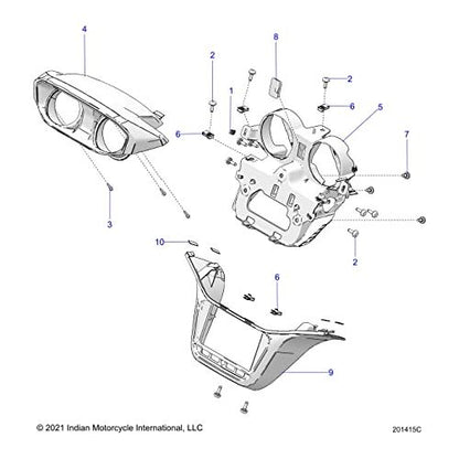 Indian Motorcycle Display Bezel, TXT, [Base], Genuine OEM Part 5456734, Qty 1