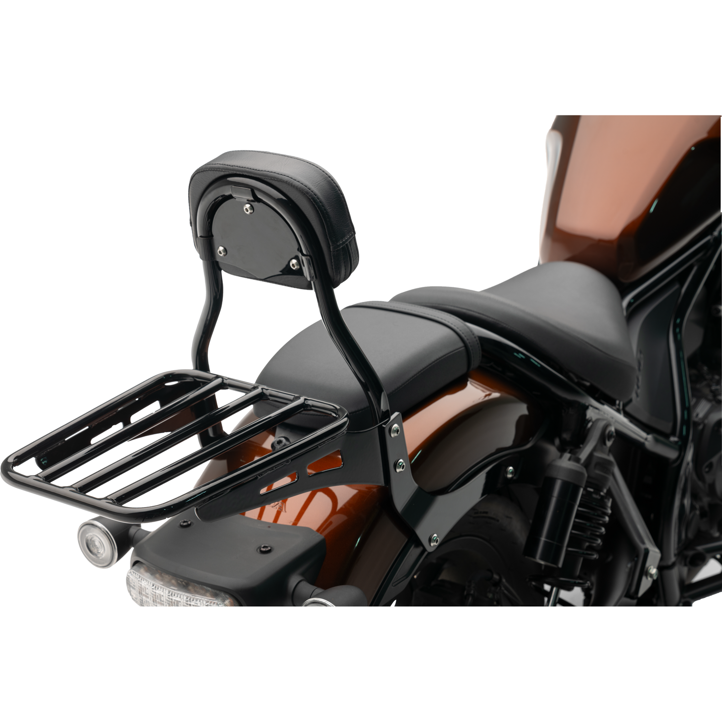 Mini Round Sissy Bar W/Pad Black Hon Rebel 1100