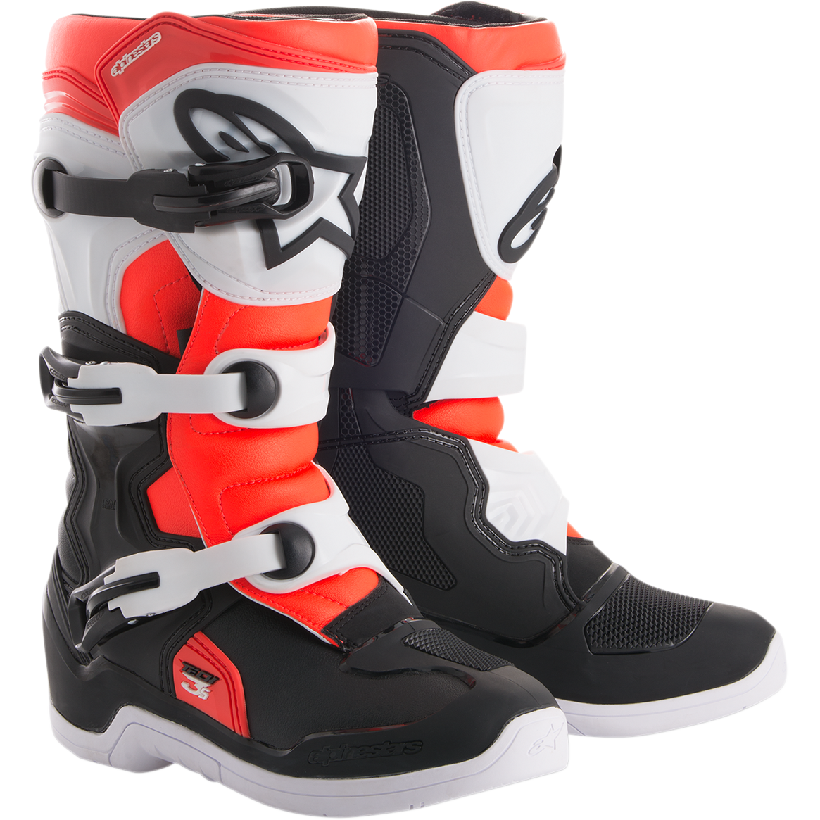 ALPINESTARS Youth Tech 3S Boots - Black/White/Fluorescent Red - US 5 / EU 38 2014018-1231-5