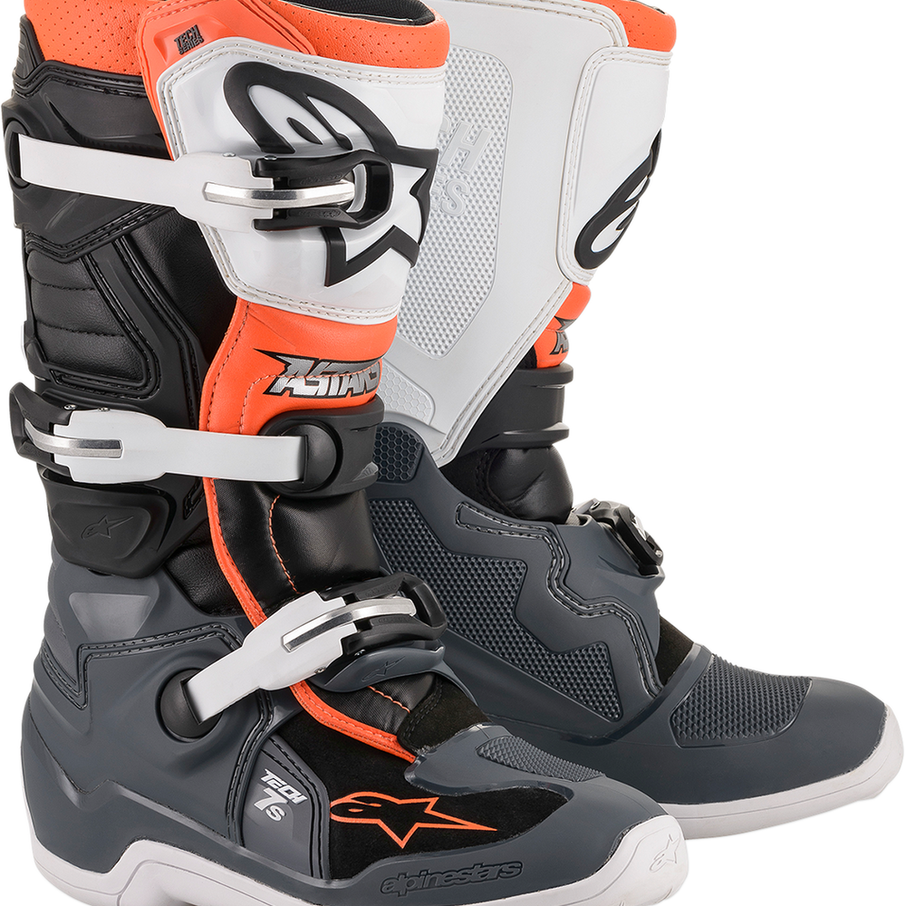 ALPINESTARS Youth Tech 7S Boot - Black/Gray/White/Orange Fluorescent - US 2 / EU 34 2015017-1124-2