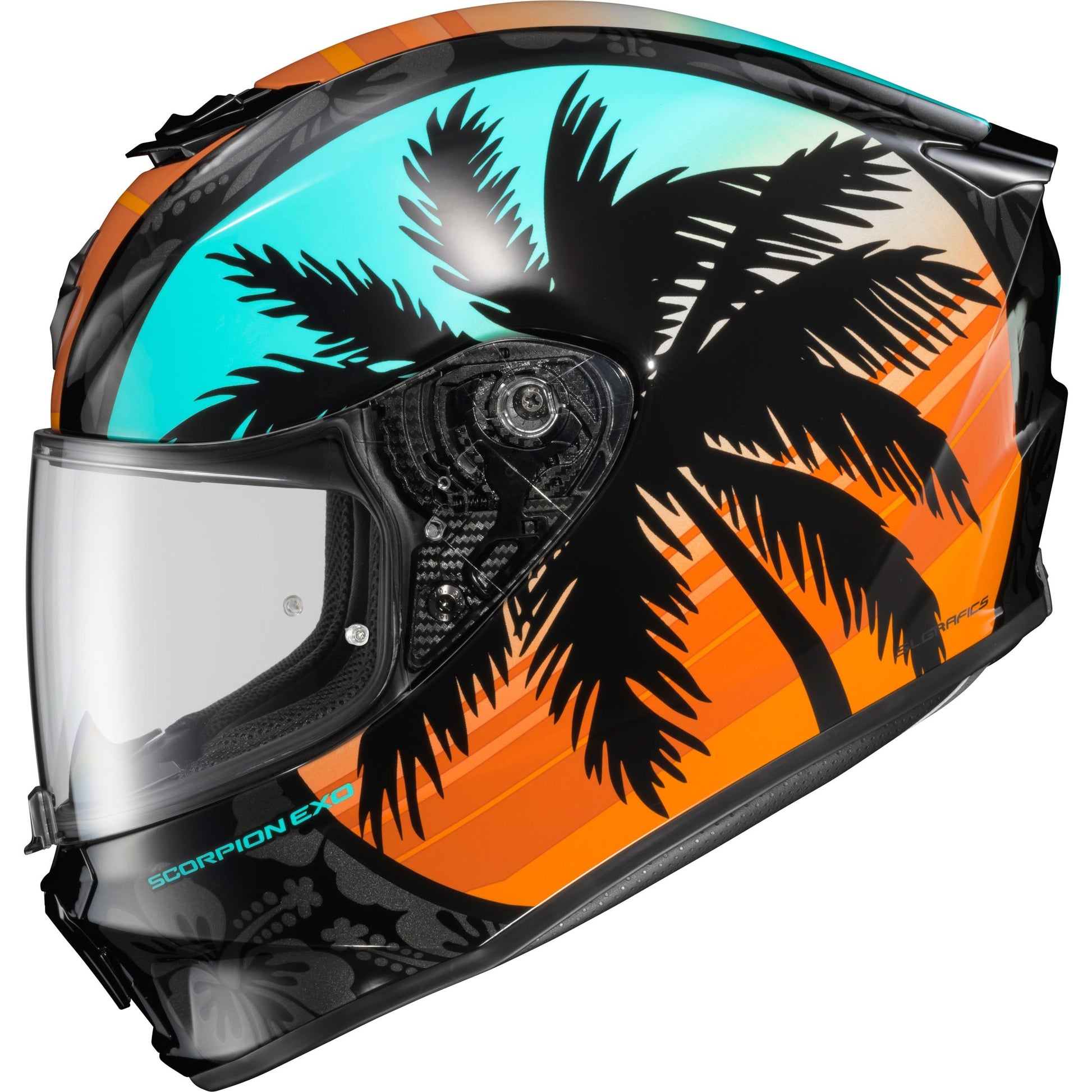 Exo R330 Full Face Helmet Tubbs Light Blue/Orange Lg