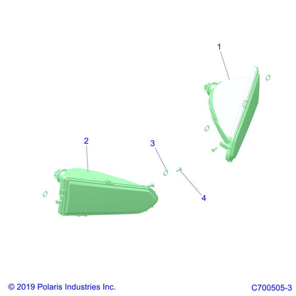 Polaris Ranger Headlight Assembly, Bumper, Right, Genuine OEM Part 2411787, Qty 1